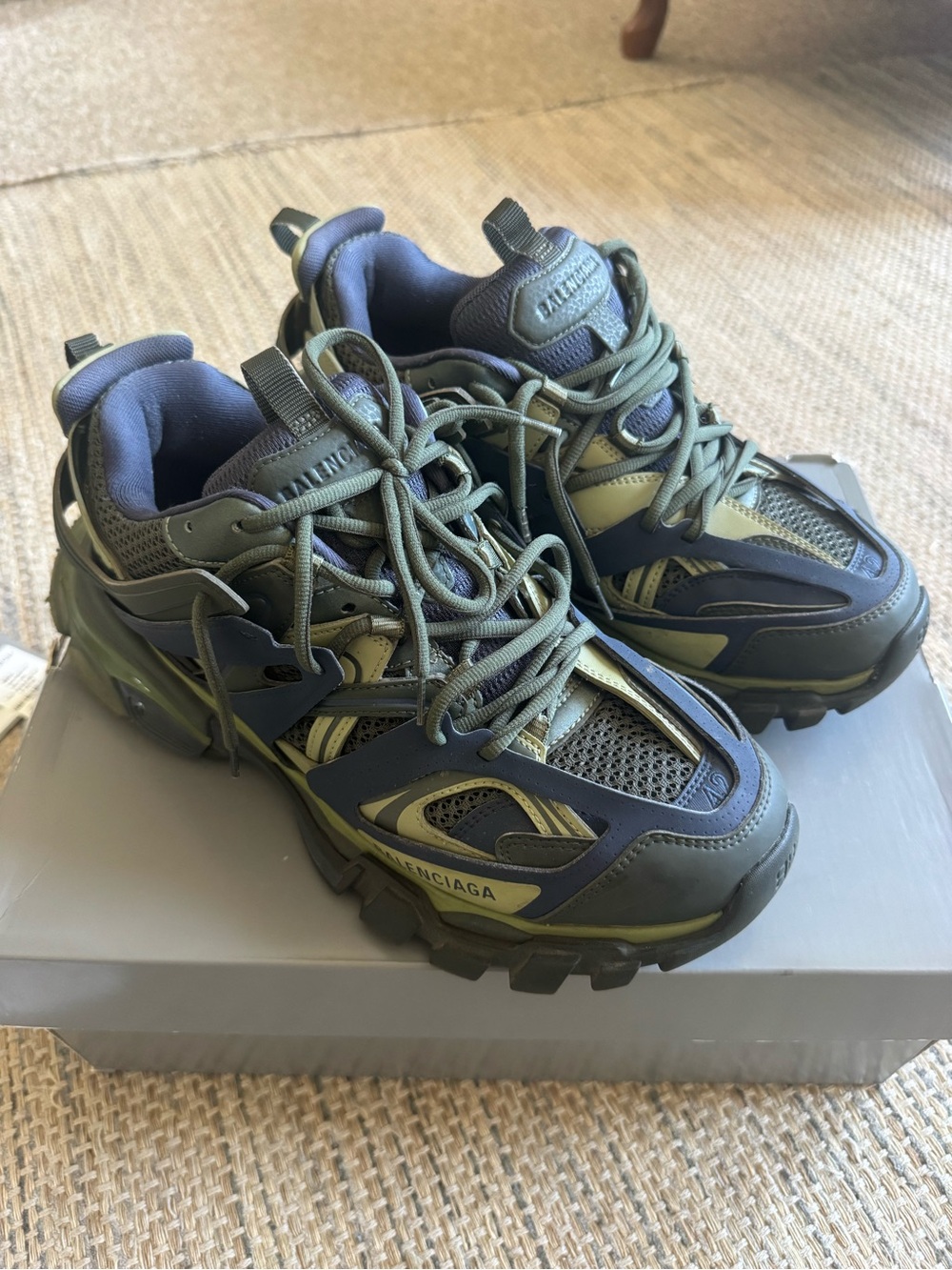 Balenciaga Men's Green & Blue Track Sneakers - Picture 2 of 12